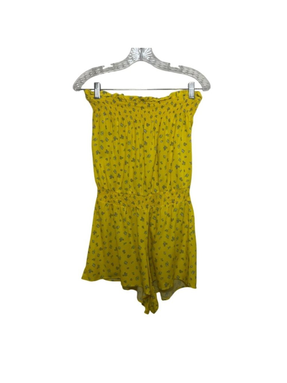 Jolie & Joy Smocked Strapless Romper Small Yellow Floral New Lightweight Summer